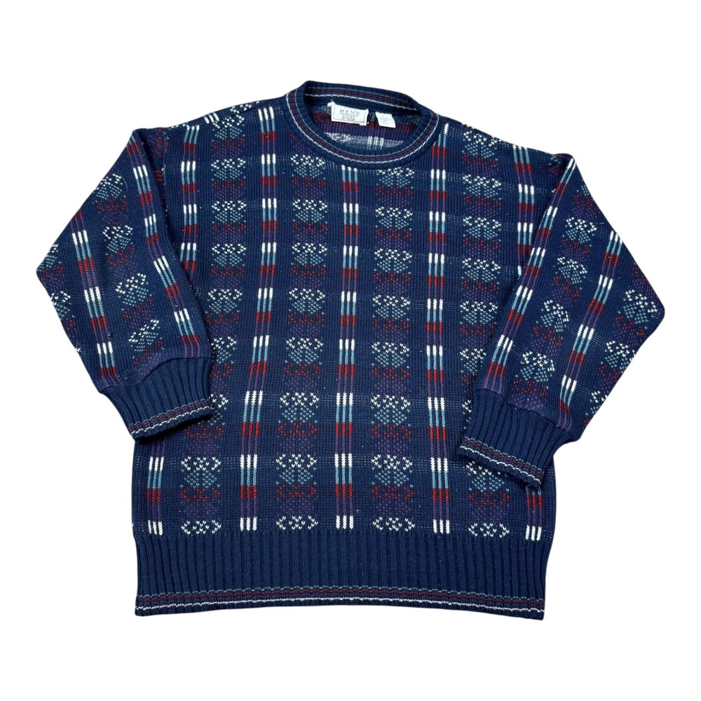 Vintage 90s Sears Mens Store Patterned Multicolor Sweater Men's Medium